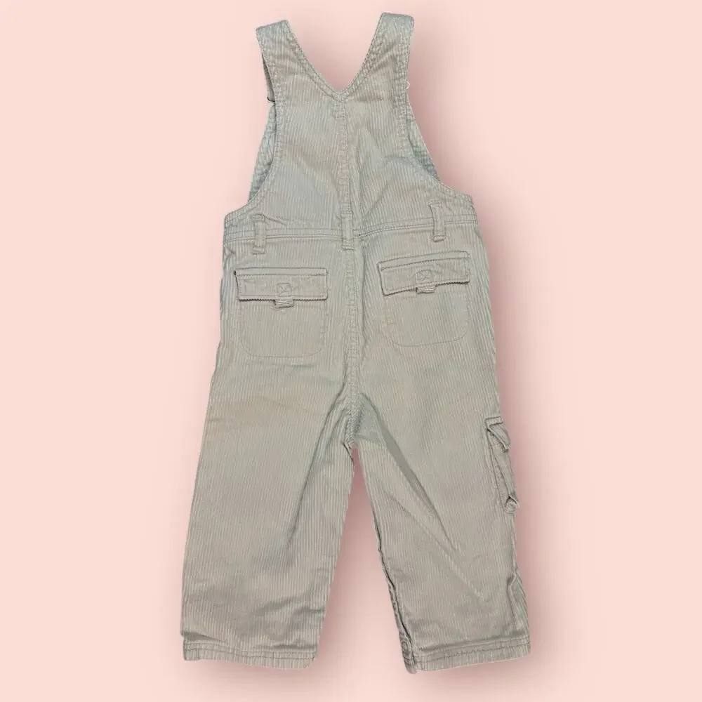 Vtg CORDUROY Overall Jumper Pants Size 18-24 Gymboree Embroidered Drum Tan 2002